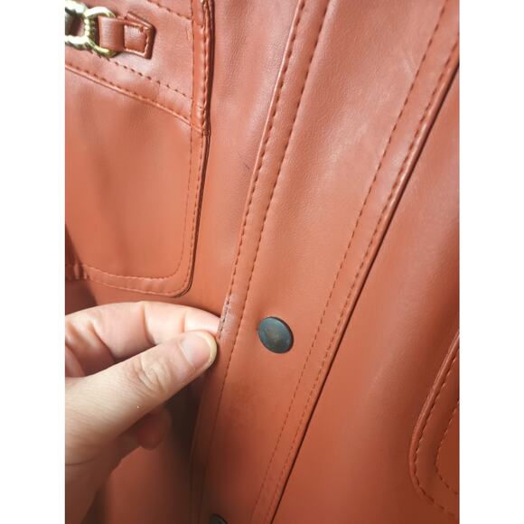 Vintage 70s Caribu by Briarcliff Fuax Leather Vinyl Jacket Tan Men Medium - Picture 3 of 7